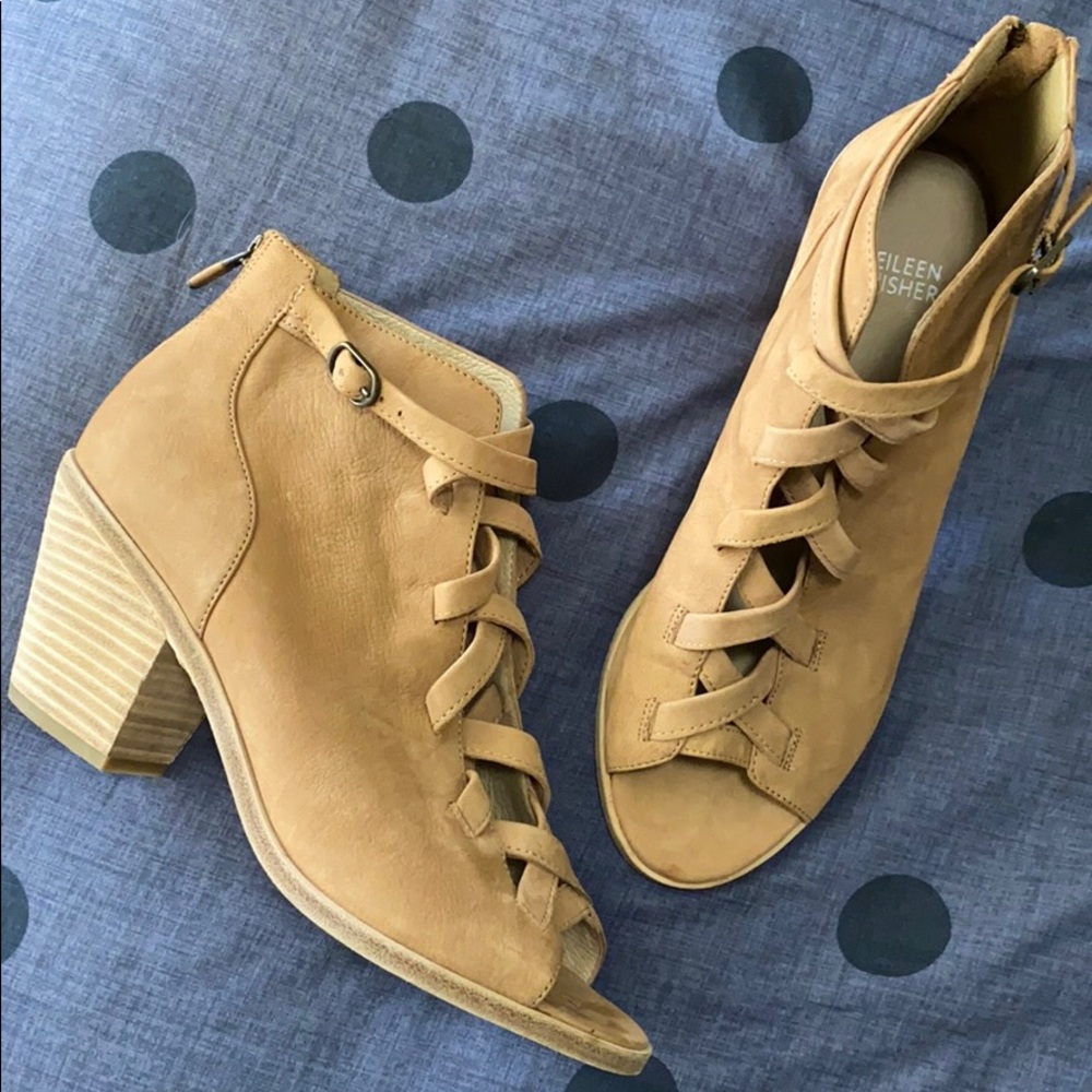 Eileen Fisher open toe booties shooties 10